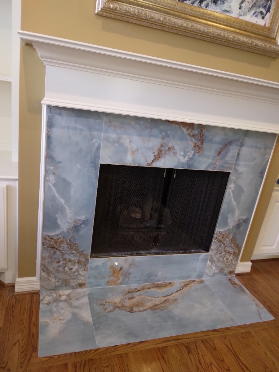 granite tile fireplace installation, wfa's custom hardwood floors, houston texas