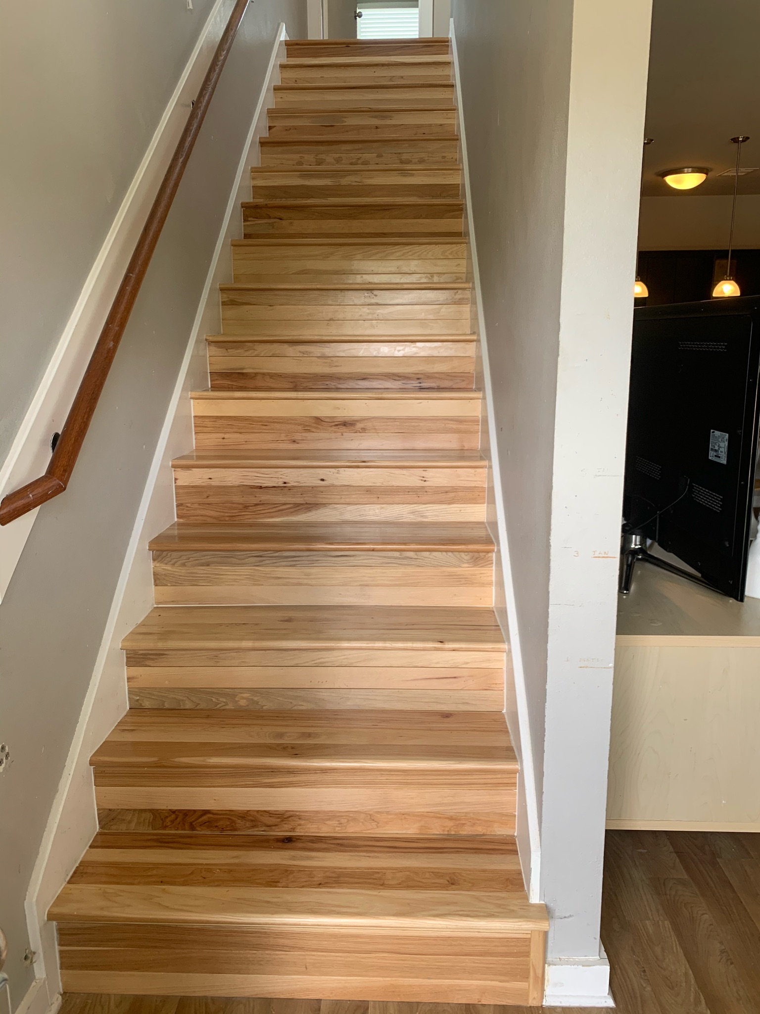 staircase made with laminate flooring and stairnose, wfa's custom hardwood floors, houston texas