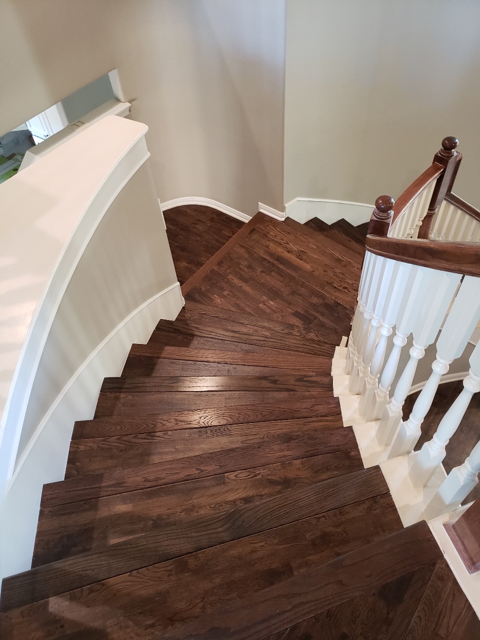 hardwood staircase with stairnose, wfa's custom hardwood floors, houston texas